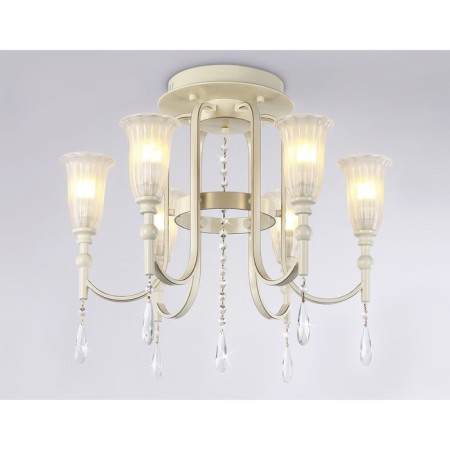 Crowning chandelier with crystal Ambrella Light, Traditional, TR3242, 6HE14, beige color, gold-3