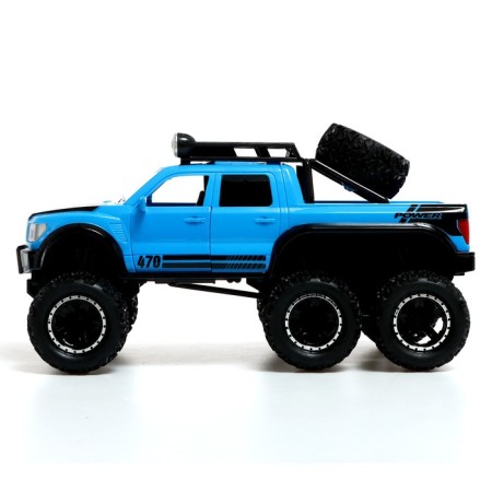 Inertial jeep 6x6, 1:16, light and sound, blue color-1