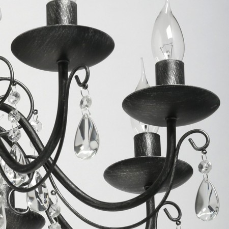Aurora chandelier, 8x60W E14, black color, silver-3
