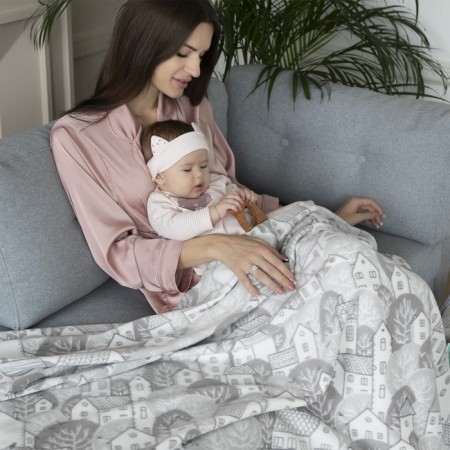 Fleet blanket "houses", size 100x140 cm, color gray color-3