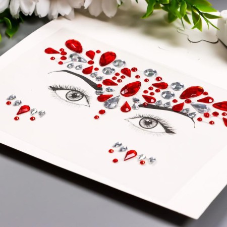 Plastic sticker on the face of the rhinestones "Patterns" MIX 14.5x17.5 cm-3