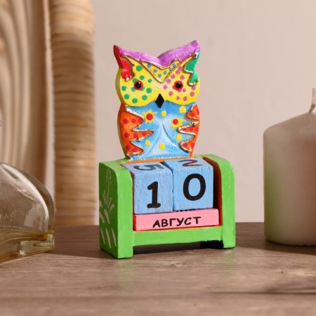 Wooden calendar "Owl" 7x4x10 cm Mix (2 lips)