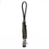A keychain is a label for a “plague doctor” knife from a paracord, black and green