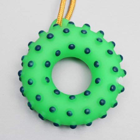 Toy squeezing "Ring on a rope" for dogs, 10 cm, green-3
