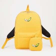 Youth backpack from lightning textiles, external pocket, handbag, yellow color