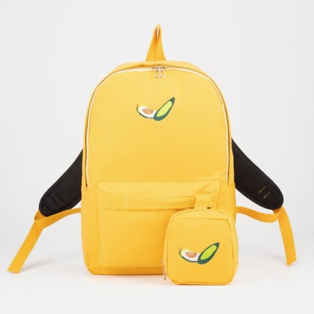 Youth backpack from lightning textiles, external pocket, handbag, yellow color