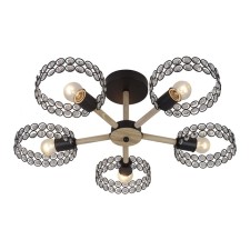 Lamp on the ESCADA rod, 679/5p Black. 5x60W, E27, 600x600x180 mm, black/tree color