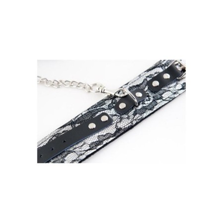 Lace set silver: collar and handcuffs-2