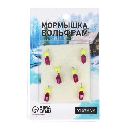 Mormyshka column purple, white stripes + ball lime, weight 1.4 g-3