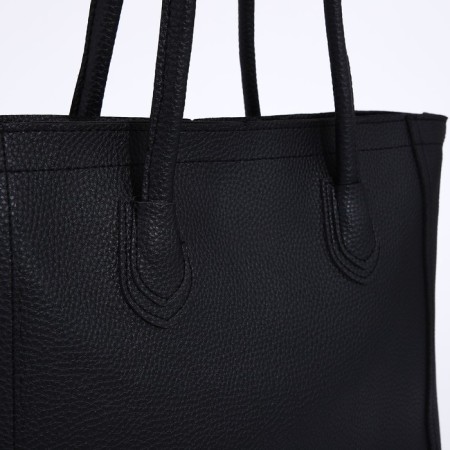 Soper bag with zipper, black color-3