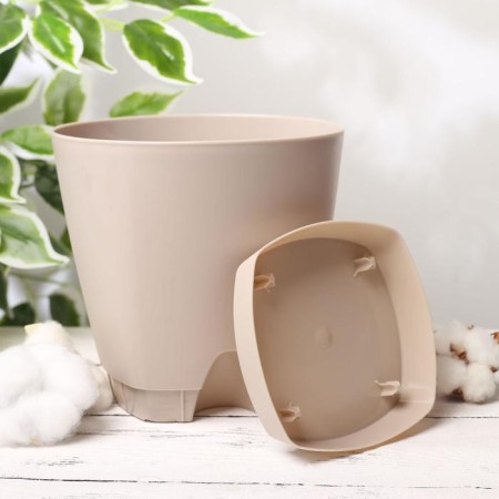 Flower pot with basal watering amsterdam, 2.5 l, color milk chocolate-1