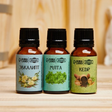 A set of essential oils of eucalyptus, mint, cedar, "Dobroparov", 3 pcs of 17 ml-10