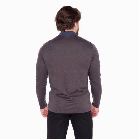 Polo male with long sleeve, brown color, size 46 (m)-4