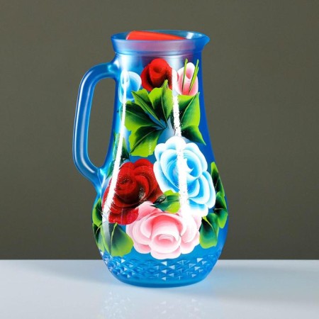 Set for juice with a tray "Zhostovo" Art painting, 6 glasses 1250/200 ml-3
