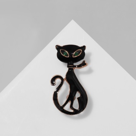 Brooch "Cat" Moore-Mur, black color in gold-1