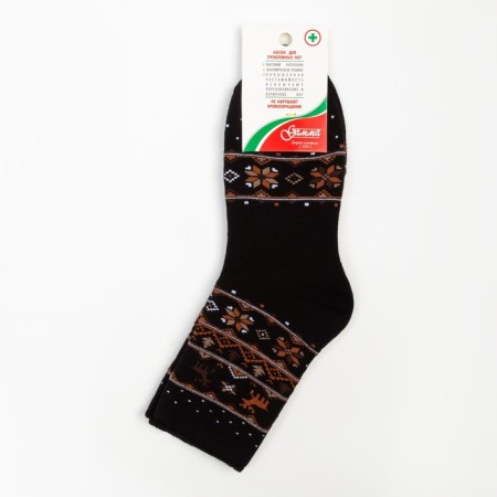 Women's terry socks "Ornament", black color, size 23-25-4