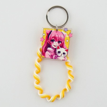 Key keychain Children's cord "Happy" 15 x 6 cm-4