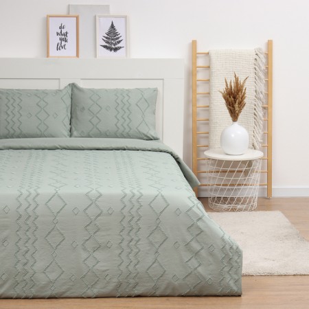 KPB Lovelife Tufting 2SP "Ornament" 175*215cm, 200*230cm, 50*70cm-2pcs, centered green, 110 g/m2