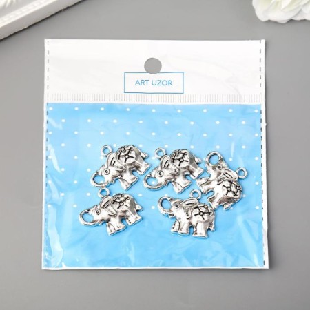 Decor for creativity Metal "Elephant with a Popone-Set" silver 1.7x2.6 cm-3