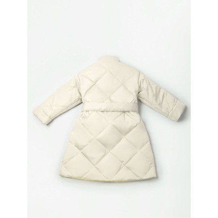 Пальто стёганое для девочек AmaroBaby TRENDY, рост 128-134 см, цвет молочный-21