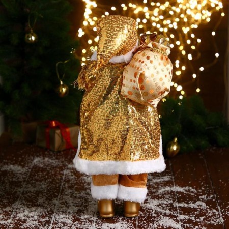 Santa Claus "in a gold suit, with a Christmas tree and gifts" 23x45 cm-3