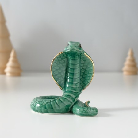 Souvenir ceramics "Dark green cobra" with gold 4.7x8x7.5 cm