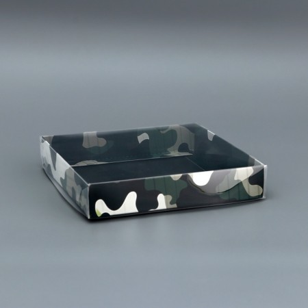 Box the team with PVC cover, "February 23", 16 x 16 x 3 cm. Confectionery packaging