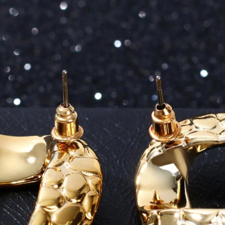 Earrings Metal "Chain" reptile, 3 links, color gold-1