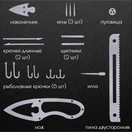 Survival card 17B1 multifunctional fishing, stainless steel-2