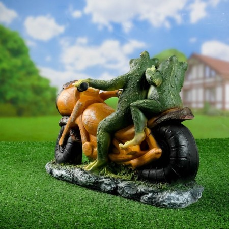 Garden figure "Frog on a motorcycle" 48x35x12cm-2