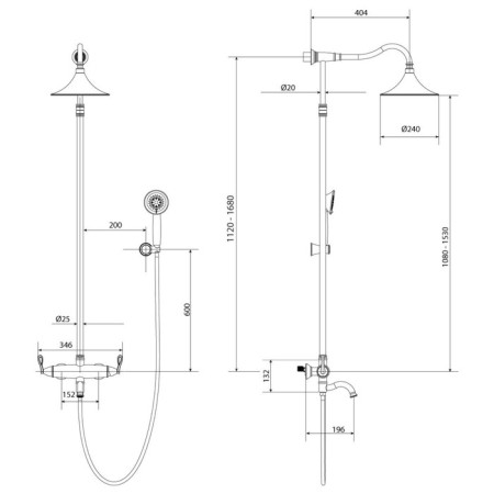 Lemark Prime LM6162BRG shower system, tropical shower, shower, gold/black-2