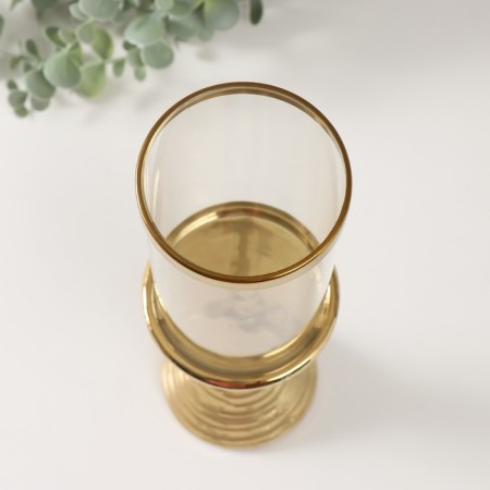 Ceramics candlestick, glass for 1 candle "Zebra. Zebra" d = 7.5 cm gold 9.5x9.5x29 cm-2