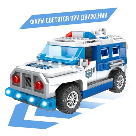 Block Constructor "Police jeep", light and sound effects, drives, 72 details-4