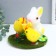 Easter souvenir "Rabbit and two chicken on the grass with a flower" 12x12x10.5 cm
