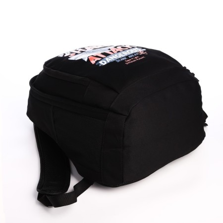 Young backpack from textiles on lightning, 3 pockets, black color-4