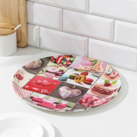 Plastic tray "Makaruns", D = 32 cm, MIX drawing-6