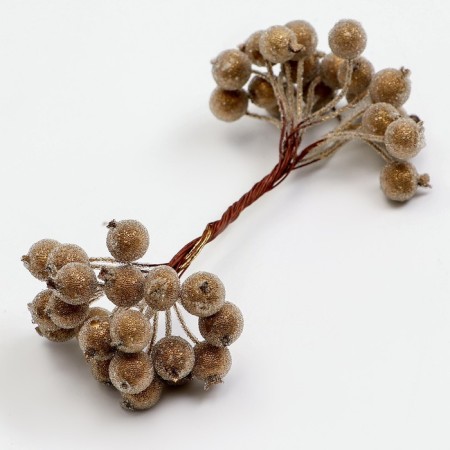 Decorative berries, gold, 7 × 6 × 7 cm, 40 berries-2
