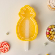 Ice cream form with a lid of the pineapple, silicone, 14 × 8.5 × 2.5 cm, yellow color