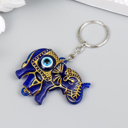 Tail of plastic eyes "Indian elephant from the evil eye" Blue with gold 3.5x5 cm-1