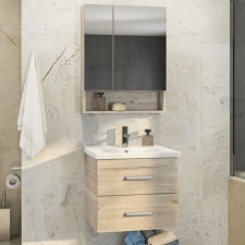 Зеркало шкаф Comforty Парма 60 для ванной комнаты, цвет дуб дымчатый