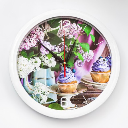 Wall watches, D-28 cm, kitchen, "lilac mood", silent