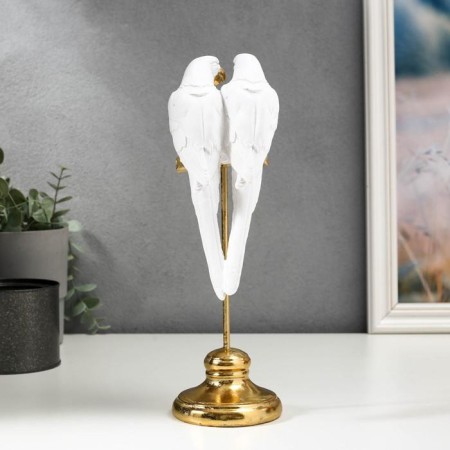 Polystone souvenir "White parrots Ara on a golden flash" 27.5x8.5x8.5 cm-3