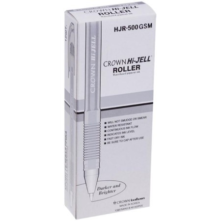Gel pen Crown Hi-Jell Metallic, node 0.7 mm, ink silver-3