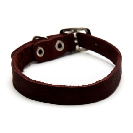 Single-layer leather collar, 30 x 1 cm, Osh 19-27 cm, brown-2