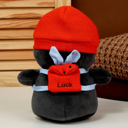 Soft toy "Penguin" with a backpack, in a red hat, 22 cm-4