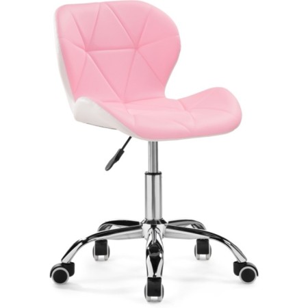 Computer chair Trizor Metal/Eco -leather, Chrome/Pink/White 53x53x69 cm