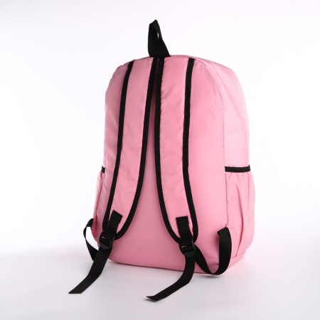 Youth backpack from textiles, 3 pockets, wallet, pink color-4