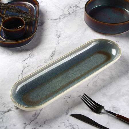 Porcelain dish for supply to Magistro Ocean, 33 × 10 × 3 cm, blue color-2