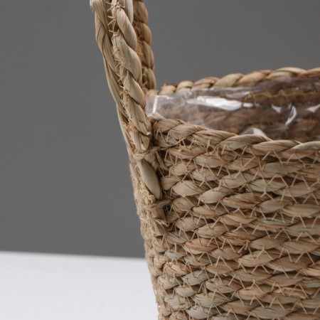 Kashpo wicker "Kenya" round with handles, 17.5x17.5x16 cm, natural-2