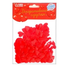 Decorative hearts, set 200 pcs., 1 cm, red color
